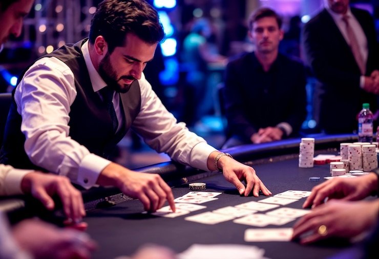 Ceme Online game table with two player cards and community card area visible on mobile screen